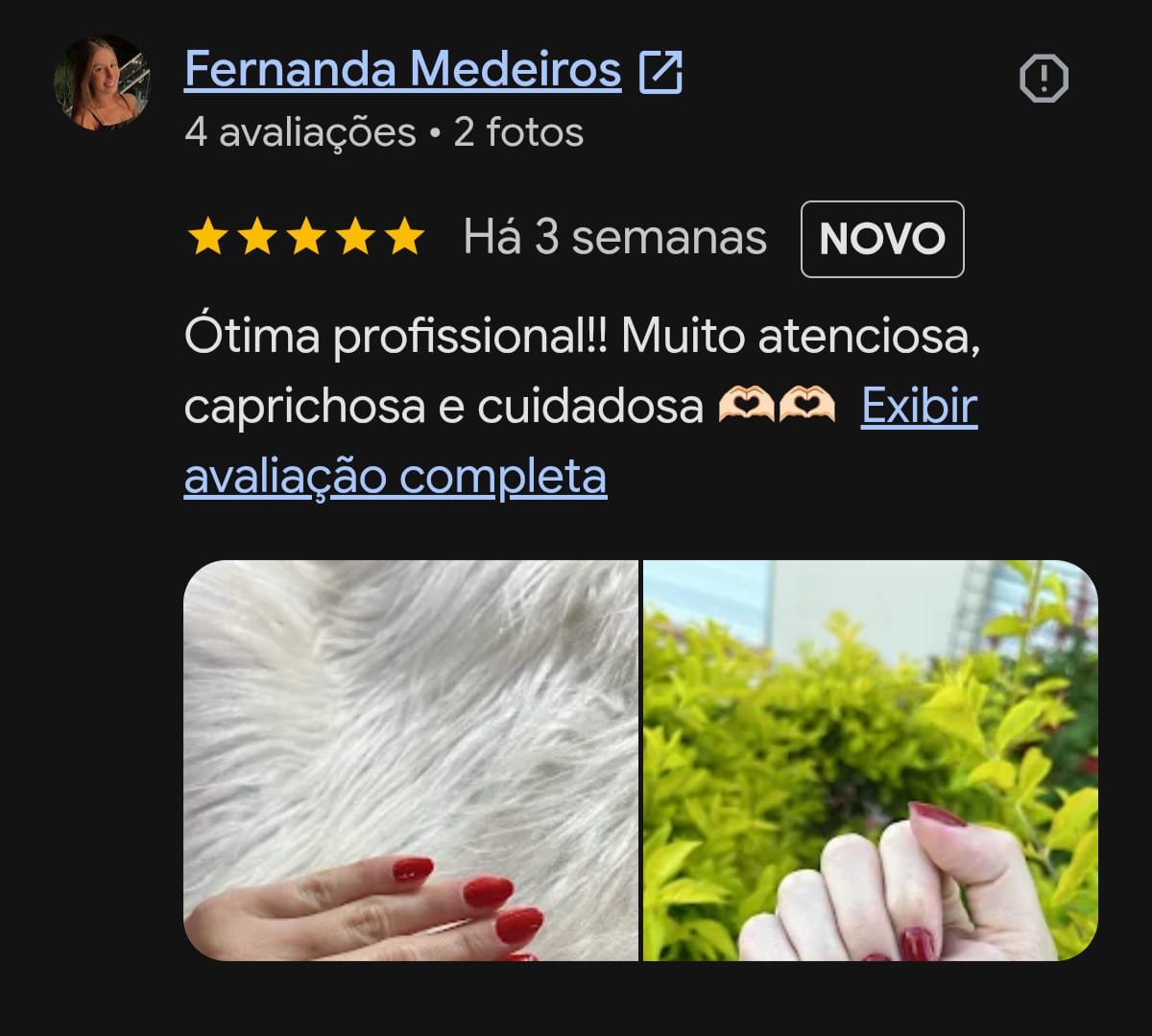 Print de depoimento de cliente